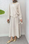 Side Tie Skirt Suit 2303 - Stone Color - 3