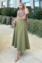 Scuba Flared Skirt 0023 - Light Khaki