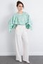 Volan Detail Blouse 0087 - Mint Green - 2