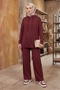 Hooded Tunic Pants Set 1682 - Burgundy