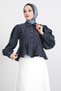 Flywheel Detailed Balloon Sleeve Shirt Y0095 - Dark Blue - 3