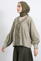 Collar Lace-Up Ruffle Shirt Y0108 - Khaki - 3