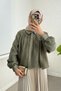 Pleated Detailed Oversized Shirt 2391 - Khaki