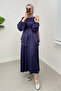 Satin Skirt Suit 2283 - Dark Blue - 3