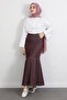 Contrast Stitching Pieces of Denim Skirts Y0115 - Bordo - 3