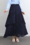 Elastic Waist Layered Skirt 2057 - Dark Blue