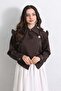 Cross Cut Ruffled Blouse Y0070 - Brown
