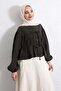 Double Laced Ruched Shirt Y0099 - Dark Brown - 3