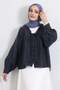 Collared Lace-Up Ruffle Shirt Y0108 - Dark Blue
