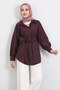 Cross Belted Shirt Y0105 - Mürdüm - 3