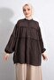Layered Ruched Shirt Y0098 - Brown - 2