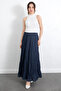Kraş Textured Long Skirt 253000 - Dark Blue - 4