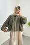 Pleated Detailed Oversized Shirt 2391 - Khaki - 2
