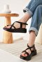 Black Genuine Leather Sandals Tr31My59A - 3