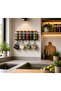 Spice Rack Luxury Metal Black Kitchen Shelf Bathroom Shelf with Adhesive Hooks Design Salt Shaker Hanger