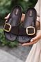 Brown Comfort Orthopedic Extra Light Gold Single Buckle Slippers