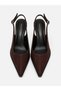 Gevis Stitching Detailed Brown Suede Women's Heeled Shoes