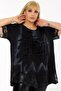 Short Sleeve Tunic with Flock Printed Rose Motif and Lace Skirt and Sleeve End - 3