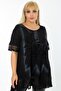Short Sleeve Tunic with Flock Printed Rose Motif and Lace Skirt and Sleeve End - 4