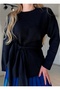 Crew Neck Belted Oversized Sweater - 3