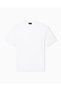 Men's Regular Cut Textured Logo Detailed Round Neck Cotton Short Sleeve White T-Shirt - 5
