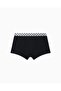 Men's Eagle Logo Detailed Elastic Waistband Cotton Black Boxer Briefs