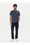 Men's Monogram Mk Logo Detailed Short Sleeve Navy Blue Polo Collar T-Shirt - 2