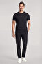 Men's Regular Fit Round Collar Cotton Logo Embroidered Short Sleeve Black T-Shirt - 2