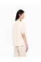 Women's Regular Fit Round Neck Metallic Logo Detailed Viscose Blended Short Sleeve Beige T-Shirt - 4