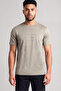 Men's Regular Cut Round Neck Logo Patterned Short Sleeve Gray T-Shirt
