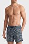 Men's All-Logo Patterned Short Length Normal Waist Relaxed Fit Blue Swim Trunks - 2