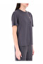 Women's Regular Fit Round Neck Metallic Logo Detailed Viscose Blended Short Sleeve Gray T-Shirt - 2