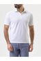 Men's Button Closure Short Sleeve 100% Cotton White Polo Collar T-Shirt