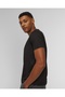 Men's Regular Fit Ribbed Collar Metallic Logo Detailed Cotton Short Sleeve Black T-Shirt - 5