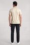 Men's Regular Fit Logo Embroidered Cotton Short Sleeve Beige Polo Neck T-Shirt - 3