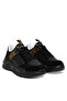 Men's High Orthopedic Sole Black Sneaker with Logo Pattern and Suede Detail - 2