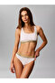 Women's Logo Detailed Elastic Waistband Cotton White Bralet - 2
