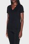 Women's Slim Fit V-Neck Short Sleeve Plain Model Black T-Shirt