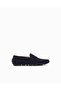 Men's Suede Leather Laceless Casual Navy Blue Shoes