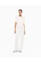 Women's Comfortable Fit Rhinestone Detailed Round Neck Short Sleeve White T-Shirt - 2