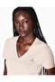 Women's Slim Fit V-Neck Short Sleeve Plain Model Beige T-Shirt - 4