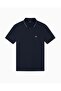 Men's Brand Logo Regular Fit Cotton Short Sleeve Navy Blue Polo Collar T-Shirt