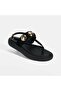 Women's Black Suede Sandals with Metal Accessories and Adjustable Buckle - 5