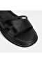 Women's Black Adjustable Buckle Stone Detailed Leather Sandals - 7