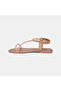 Women's Rose Gold Thin Strap Sandals with Stone Detail and Elastic Back - 3