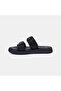 Women's Black Adjustable Leather Slippers with Double Metal Buckles - 3