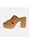 Women's Tan Suede Heeled Slippers - 3