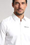 Men's Slim Fit Long Sleeve White Shirt with Logo Detail on Chest and Back - 3