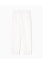 Women's Comfortable Cut Elastic Waistband Cotton Elastic Leg Ecru Trousers - 5
