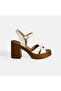 White Women's Buckle Detailed Leather Sandals - 2